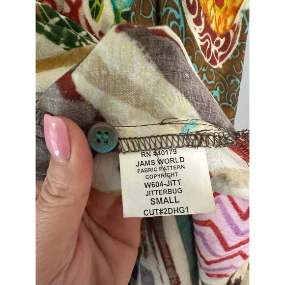 Jams World Jitterbug Women’s Top Size Small Button Front Tunic Art to Wear - Picture 8 of 10